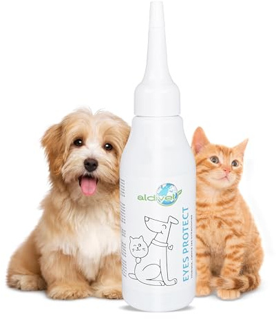 Aldivet Augenschutz für Hunde und Katzen, spendet Feuchtigkeit und beruhigt Reizungen, entfernt Verunreinigungen, Aloe Vera-Extrakte, schützt vor Austrocknung, antimikrobieller Schutz, sanfte