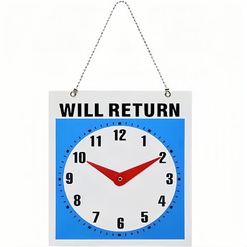 Segnale in plastica per porta dell'ufficio, con scritta Will Return, 30 x 15 cm, leggibilità trasparente
