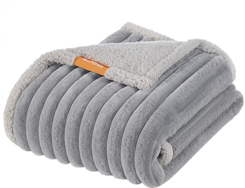 Feandrea hundfilt, vattentät filt, L, 127 x 102 cm, för små och medelstora hundar, vändbar, tvättbar hundsoffa, duvgrå-ljusgrå PPB035G01