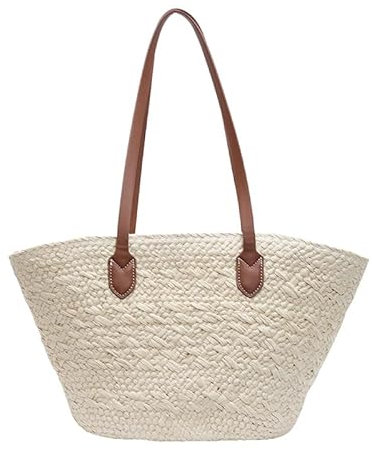 GSenhui Strandtasche Stroh Handtasche Damen Groß Sommer Korbtaschen Damen Strohtasche mit Leder Schultergurt, Strohtaschen Böhmische Handgewebt,Geflochten Basttasche für Reisen Strand