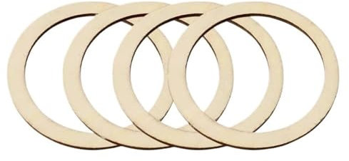LYVQZPWLR DIY Cercle de Fer de processus en Bois, Lot de 5 Cercles en Bois en Forme de Couronne Plate, Anneau en Bois Lisse Non Fini de 7,87 Pouces for la décoration de la Maison, Anneaux en Bois Non