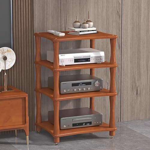 HDYZJQ Estante De 4 Niveles para Consola De Videojuegos/Soporte para Medios Audiovisuales, Torre De Madera para Audio Y Video/Receptor Estéreo, Mueble Multifunción Abierto(Red)
