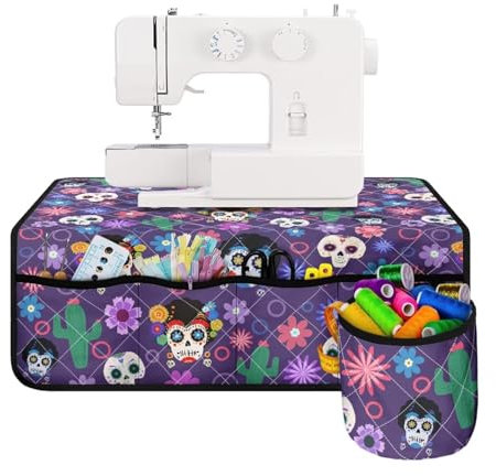 Coloranimal Tribe Cactus Fiore Teschio Macchina da Cucire Pad con Tasche Macchina Da Cucire Tappetino Accessori Muffling Mat Leggero Impermeabile Trasporto Pad