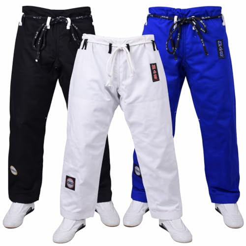 MAR | Martial Arts BJJ Trousers, White Brazilian Jiu Jitsu Uniform Trouser Bottoms Made from Ripstop Materials for Men & Women | Jiu Jitsu Bottoms BJJ Gi Adult Aikido Suit (A2)