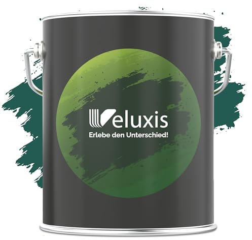 Veluxis® Edle Wandfarbe Grün für den Innenraum - 2,5 Liter & Deckkraft-Klasse 1, Streifenfrei, tropfarm & Öko Farbe, VOC-frei - (Evergreen Depth)