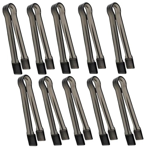 10 pcs food qrade plastic Buffet Serving Tongs, qreat for Food lce Salad, bars, cafes parties, birthday, holding tea parties and other holiday parties, 6.3 lnches (black)