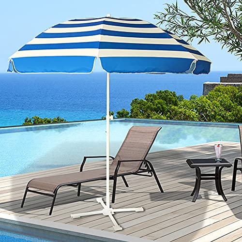 Ombrellone da spiaggia a righe, 240 cm, rotondo, per giardino e piscina, palo in ferro resistente, 8 stecche, elegante parasole per relax e protezione