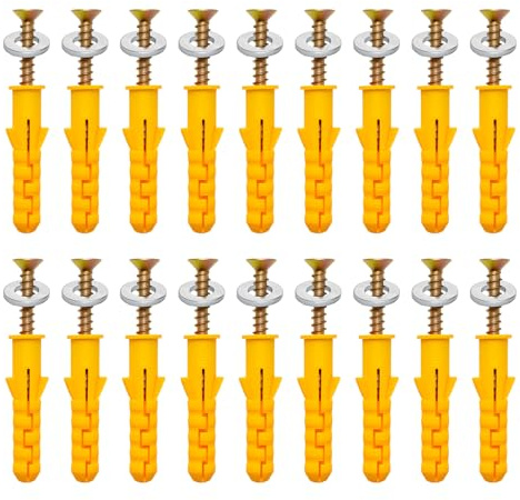 18 Sets M10x50 mm Wall Plugs And Screws With Washer,Masonry Brick Wall Plugs,Sturdy And Durable,Heavy Duty Concrete Screws Zinc Plated for TV Bracket Fence Shelves Gypsum Board