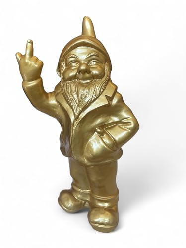 Sparfroh Gartenzwerg Frecher Zwerg - Gold 34cm