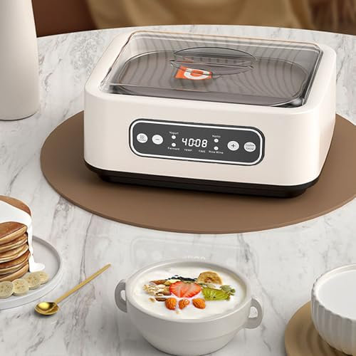 Yogurtiera Macchina Automatica Per Yogurt Digitale 9 Vasetti Di Vetro Display Lcd Con Controllo Costante Della Temperatura Design In Acciaio Inossidabile, 1.6L,Square