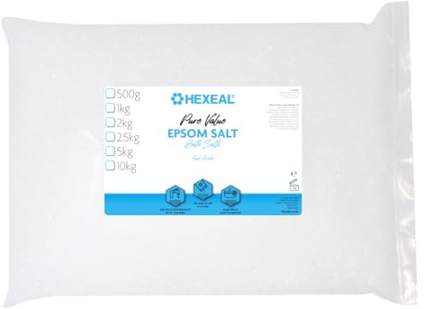 Hexeal Pure Value Epsom Salt 5kg Bag - Food Grade Magnesium Sulphate | Suitable for Bathing, Gardening, Household Uses and More