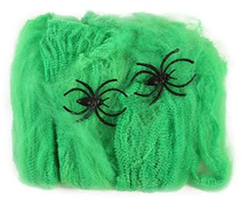 Ragnatela decorativa – ragnatele realistiche per Halloween | Spettrale decorazione estensibile ragnatela | Decorazione per interni ed esterni | Fettuccia per feste con ragni falsi | Puntello per scena