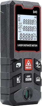 Telémetro Láser 40M,Medidor Laser con Niveles de Burbuja,Unidad M/in/ft/ft + in, retroiluminación LCD, P54,Precisión ± 1.5 mm Metro Láser Profesional