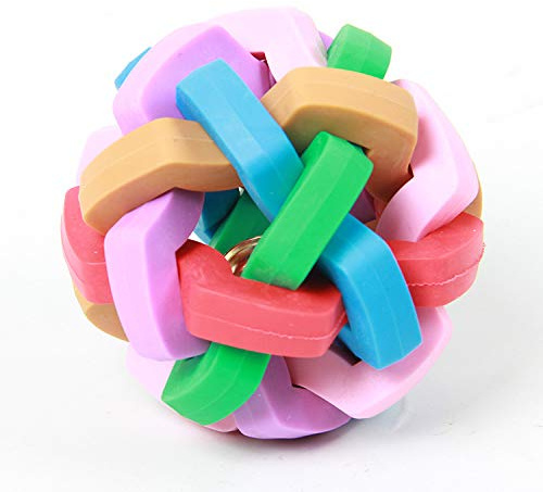 DAFORERAL Colorful TPR Bell Ball Dog Toy, Squeaky Chew Toy for Interactive Play and Dental Care Durable Bouncy Design (L)