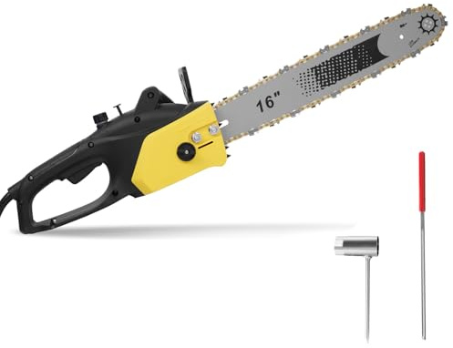 Worshow 16 Electric Chainsaw with Plug, 2500W 4500rpm Portable Corded Chain Saw 1.5m Cable, 10m/s Chain Speed, Auto Chain Lubrication, Handheld Power Tools for Wood Cutting Tree Trimming Gardening