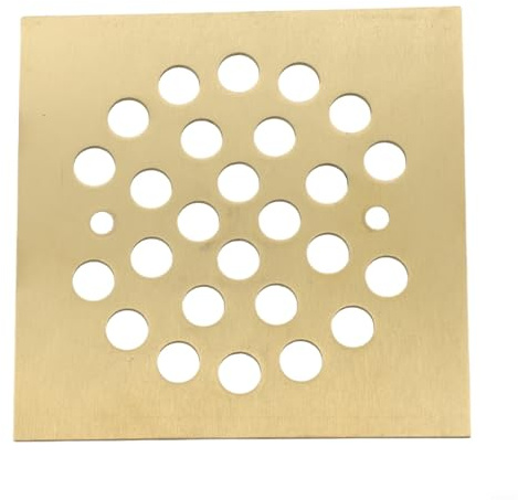 Scarico a pavimento, filtri di scarico in acciaio inossidabile, copertura piatta rimovibile anti-intasamento con fori di drenaggio rapido da 10 mm per bagno doccia (quadrato, oro)