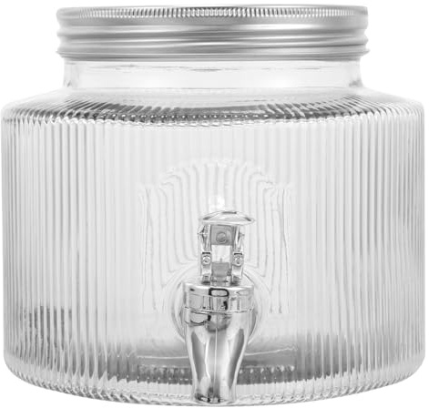 Tofficu Distributore di Bevande in Vetro con Rubinetto 2,8 L, Brocca D’Acqua Sigillata per Frigorifero, Dispenser per Cocktail e Tè Freddo per Feste e Riunioni