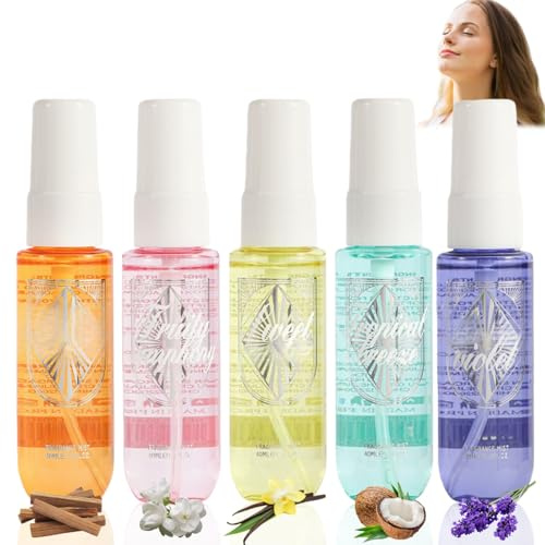 5 Stück Parfüm Bodyspray Damen,Lang Anhaltender Frisch Fruchtiges Spray,Fruchtiges Body Mist,Damenparfum Körperspray,Body Spray Frauen,Mini Parfüm,Parfum Miniaturen Set für Reisen,Urlaubsreise