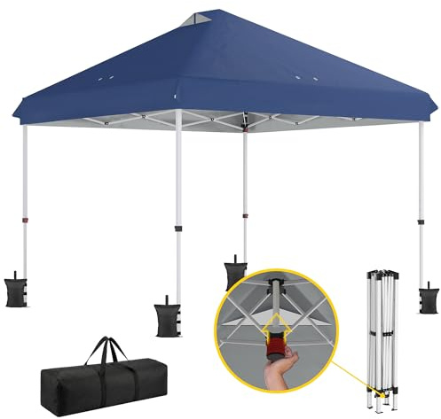 Outsunny 3 x 3 m Pop Up Gazebo with Wheels, UPF50+, One-Touch, Dark Blue