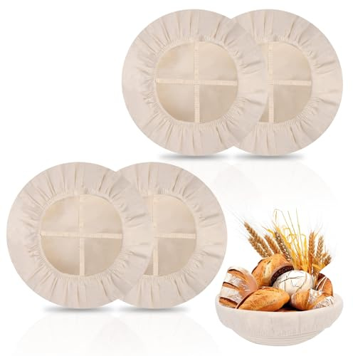 Bread Proofing Basket Cover, 4PCS Round Sourdough Proving Basket Cloth Liner, Bowl Covers for Bread proofing for Sourdough, Jars and Rising Dough (4pcs-Round)