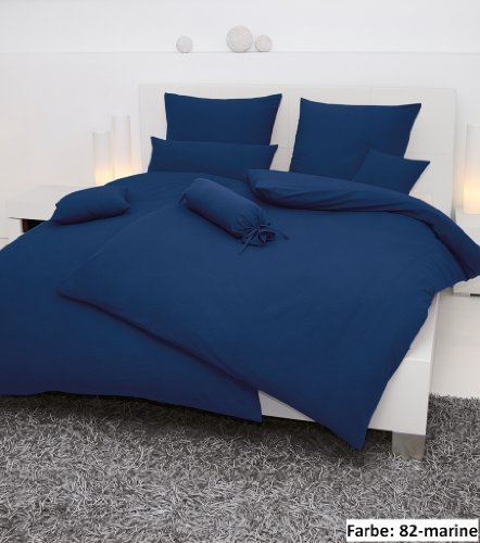 Janine UNI Mako Soft Seersucker Bettwäsche 155/220 marine