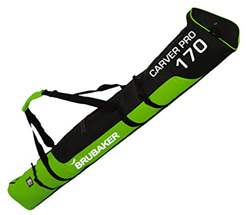 BRUBAKER Skidväska Carver PRO 2.0 Vadderad Skidväska med Dragkedja NYHET! Vinterutgåva Grön/Svart 170 cm