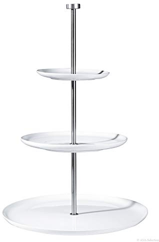 ASA 2011013 Etagere, Porzellan, 49 x 26,5 cm und 30 cm, Weiß, Weiss/Opulenter Garten