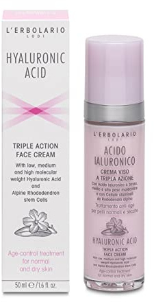 L'Erbolario, Crema Viso Acido Ialuronico per Pelli Miste, Trattamento Normalizzante e Dermopurificante, 50 ml