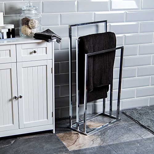 BATH VIDA 3-Tier Stainless Steel Square Towel Stand, Chrome Finish