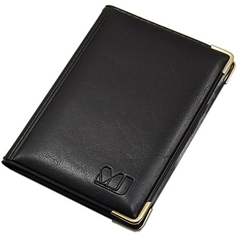 myledershop Porte de Cartes de crédit 12 Compartiments MJ-Design-Germany Made in UE en différentes Couleurs et Designs (Désign 1 / Noir)