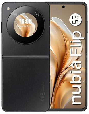 nubia Flip Smartphone 5G con schermo AMOLED pieghevole da 6,9 FHD+ e display esterno, Memoria 256GB, RAM 20GB (8+12Gb memory fusion) Fotocamera 50MP, Selfie cam 16MP, Ricarica rapida 33W, Black