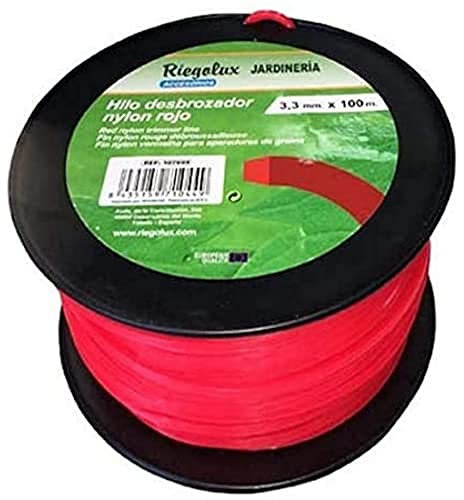 Riegolux 107667 Hilo Desbrozadora Nylon Cuadrada, Rojo, 3 mm x 100 m