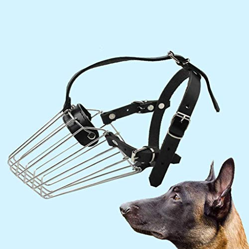 Lloow Hundemaulkorb Edelstahlkorb Pet Maske for Schäferhund Malinois Und Rottweiler Mund-Abdeckung for Biting Chewing Barking Dog Muzzles