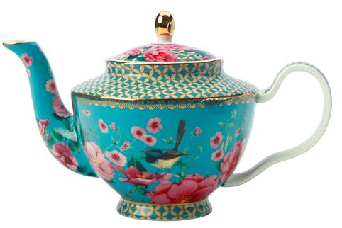 Maxwell & Williams HV0156 Teekanne, 500 ml, rund - TC Silk Road - Porzellan - mit Sieb, Deckel in Geschenkbox - Blau