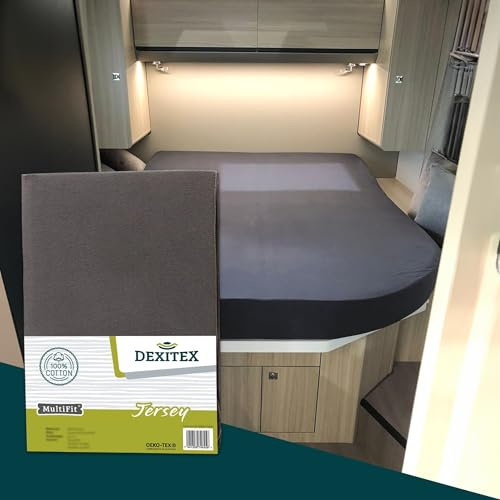 Dexitex - Påslakan Husvagn Queensbed - Sängkläder Husbil - Påslakan Husbil + - Queensbed Husbil - för Madrass Husvagn - Madrass Husbil - Oeko-TEX - 100% bomull - antracit