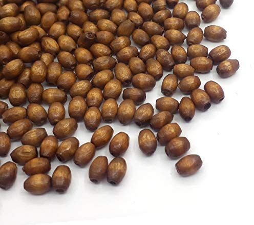 Perlin Holzperlen 5x3 mm Oval Dunkel Braun 1200 Stück Großpackung Spacer Perlen mit Loch für DIY Schmuck Herstellung