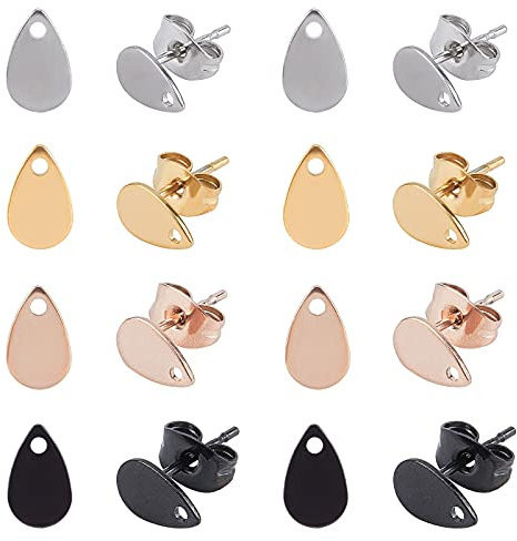 UNICRAFTALE Ohrringe, 32 Stück, 4 Farben, Tropfenform, 0,7 mm, Brosche aus Edelstahl, Ohrringe mit Ohrringen in Tropfenform, für Schmuckherstellung