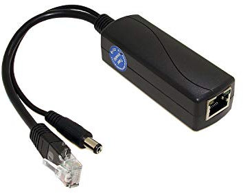 REVODATA PoE Splitter Gigabit 12V/2A Conector DC 5.5 * 2.5mm, Salida de 48V PoE a DC 12V/2A, Compatible DC 5.5 * 2.1 mm, IEEE802.3af/at 10/100/1000Mbps, Adaptador PoE Activo Plug & Play (PS5712TG-25)