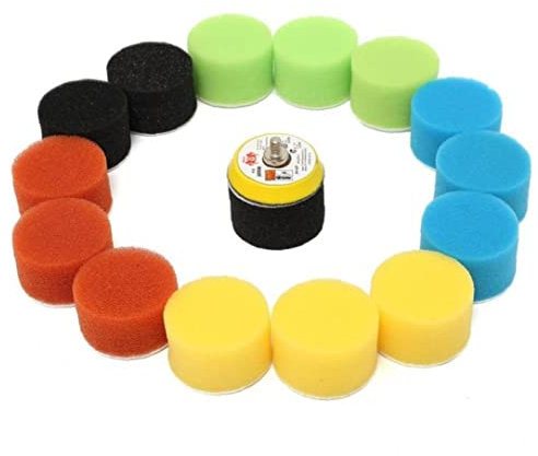 Bontannd Plaque De Polissage 16pcs / Set pour Polissoir De Voiture 2 Pouces 50mm Circle De Polissage Kit D'outil De Tampon De Polissage pour Polisseur De Voitures Cire Pulidora Auto