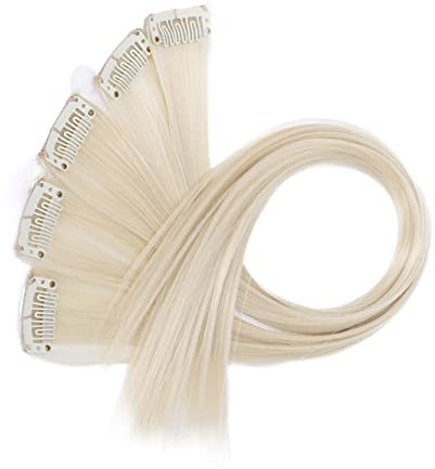 CAISHA 60cm 5 Parti Colorato Ciocca Meches Clip In Extension Extension Per Capelli Lisci Capelli Lunghi Parrucchino Bionda BST129