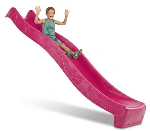 DEMMELHUBER Kinder Rutsche 2,90 m Outdoor Garten Spielgeräte, Pink | Stabile Wasserrutsche für Kinder, Alternative zu Indoor Spielgeräten, Kinderrutsche, Wellenrutsche für Podestöhe 1,50 m