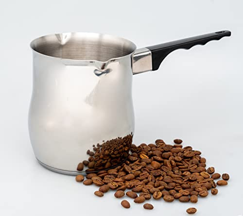 Ilsa Caffettiera turca 1 litro (33 oz) Turka Cezva Ibrik Cezve in acciaio inox per piani cottura a induzione con due beccucci