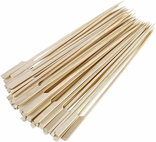 MVS Wholesale 200 x 18cm Biodegradable Bamboo Paddle Skewers Barbecue Bamboo Skewers Cocktail Sticks for Barbecues, Kebabs, Burgers, Cocktails, Buffets Party, Home and Kitchen., Brown