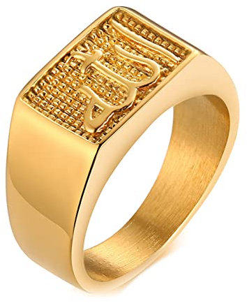 KnBoB Edelstahlring Mann, 10MM Herren Gold Siegelring Freundschaftsringe Partnerringe Größe 67 (21.3)