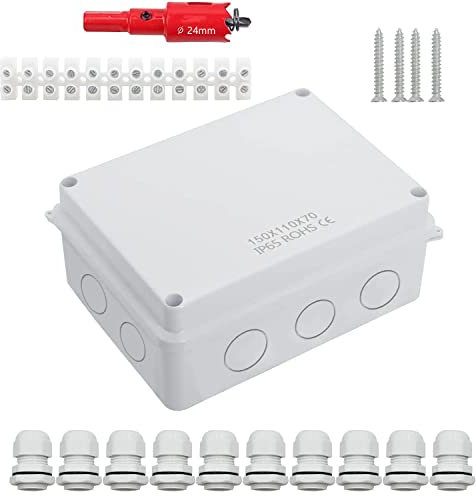 Cassetta di Derivazione,Scatola Derivazione Esterna,Scatola di Giunzione IP65 Impermeabile,Scatola di Giunzione,Plastica ABS Impermeabile IP65 Scatola Derivazione,150 x 110 x 70 mm