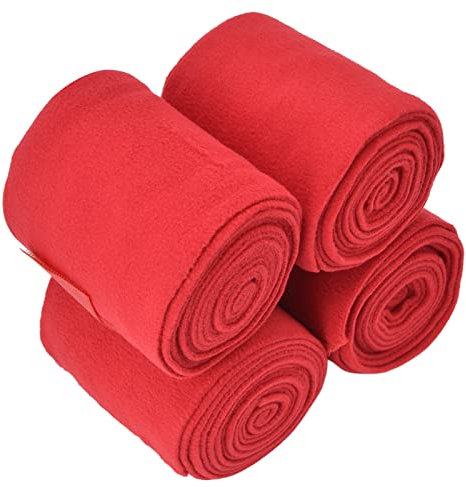 4 Stücke Pferdebeinbandage, Elastische Polo Beinbandage, Atmungsaktive und Feste Beinstütze, Leichte und Weiche Selbstklebende Beinstütze für Rinder, Hunde, Pferde, Katzen und Haustiere(Rot)