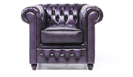 Chesterfield Sessel Brighton - The Brand | 1 Sitzer | 100% Leder, handgefertigt, Original Breite 100 cm (Antik Violett)