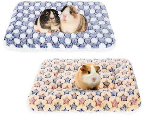 Gukasxi 2 Pcs Small Animal Plush Bed Mat 35x27cm Washable Guinea Pig Bed Mat Fluffy Guinea Pig Bedding Mat Sleeping Pad for Bunny Hamster Guinea Pig