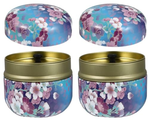 Didiseaon 2pcs Sturdy Tinplate Tea Storage Can Sealed Lid Household Tea Box for Loose Powder Portable Scented Tea Jar Food-safe for Makeup