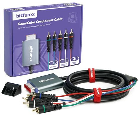 BITFUNX NGC Component Cable Adapter - Supports Video (3RCA) and Audio (2RCA), Plug & Play Video Game Adapter with No Lag, for NGC Console (6 ft)